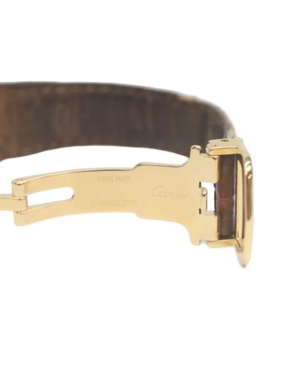 Cartier Must Tank Vermeil SM Rear Era Flying Roman Ivory Dial Quartz Leather